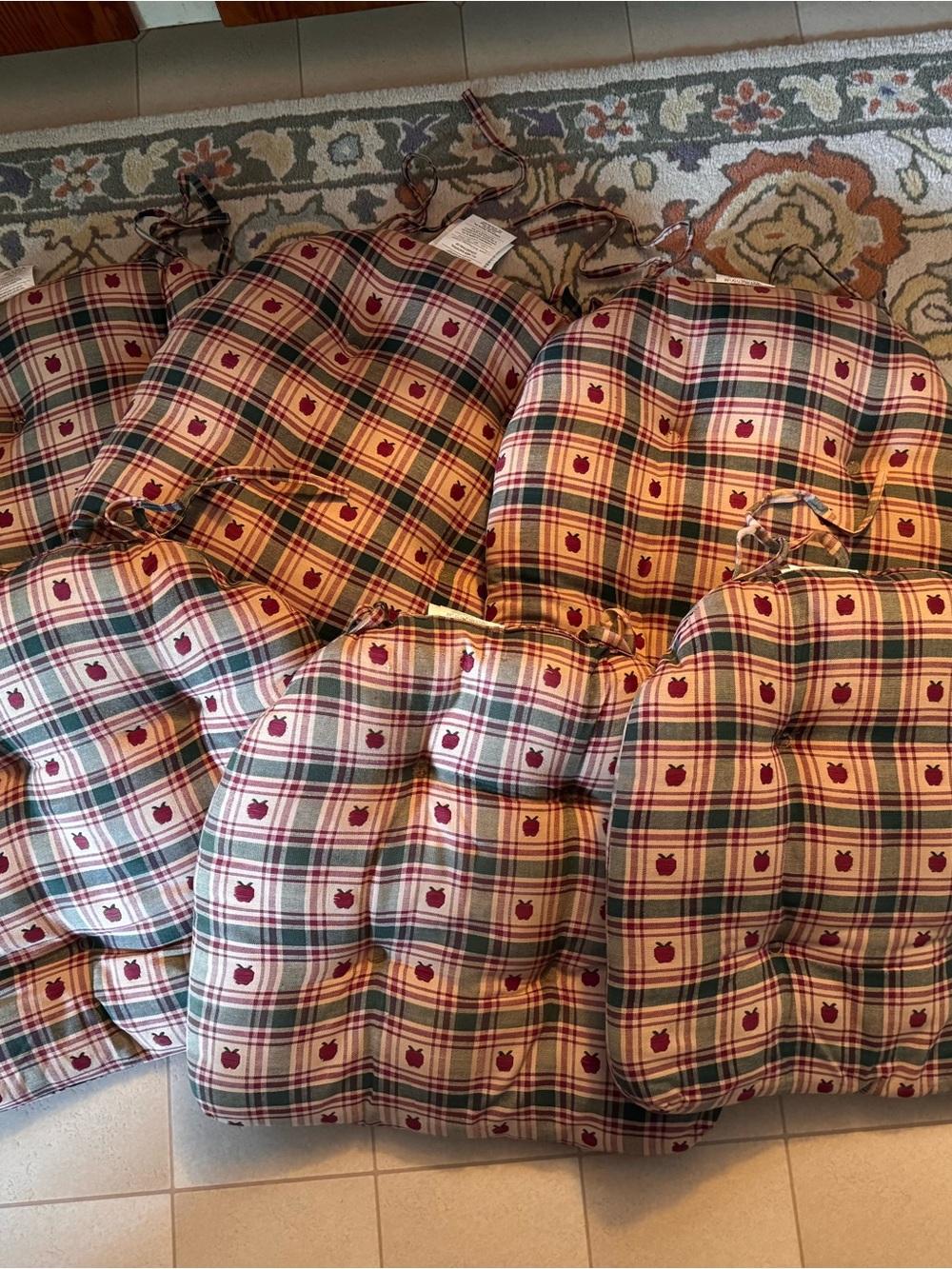 Plaid Chair Cushions / Pads - Set of 6